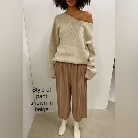 Oak & Fort olive green accordion pleated pant - sz Small - Picture 2 of 4